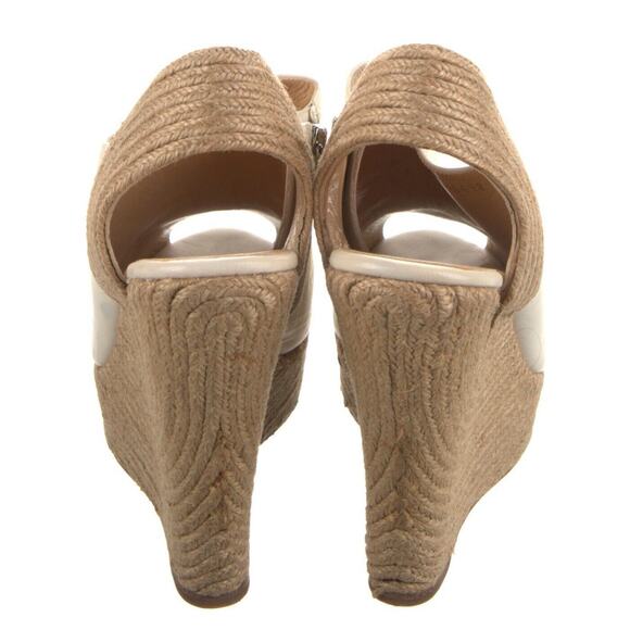 Authentic GUCCI Off White Leather Raffia Jute Wedge Heel Slingback Sandals Sz 39 - Picture 13 of 13